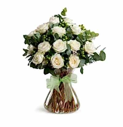 Cam vazoda 21 adet beyaz